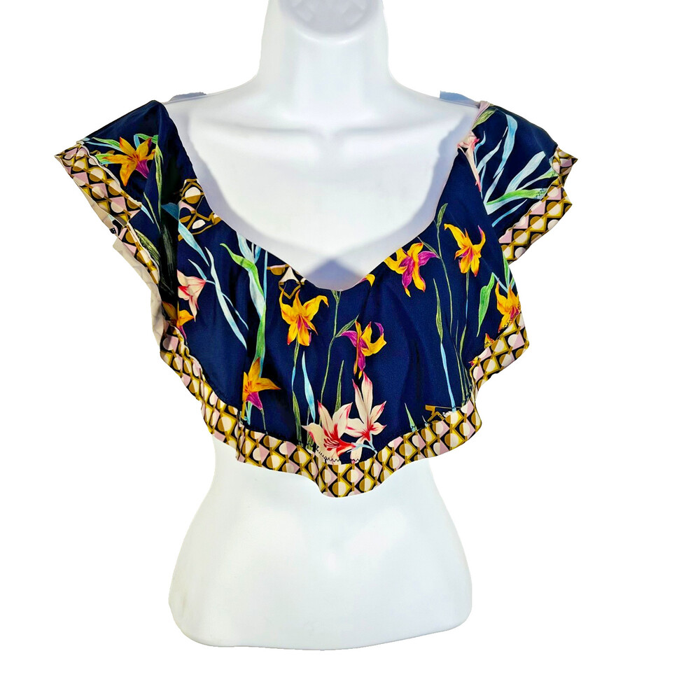 Trina Turk Fiji Off Shoulder Floral Mix Print Bikini Top (only) Size 10